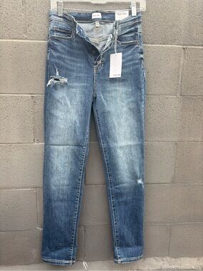 Sneak Peek High Rise Distressed Blue Jeans